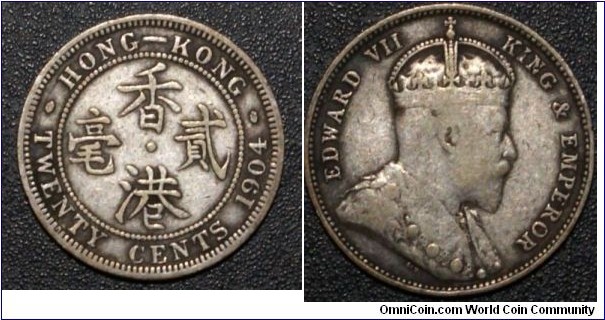 silver 20 cents Edward VII Hong Kong