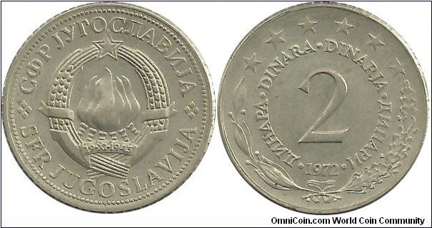 Yugoslavia 2 Dinara 1972
