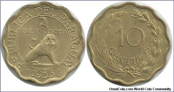 Paraguay 10 Centimos 1953
