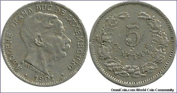Luxembourg 5 Centimes 1901