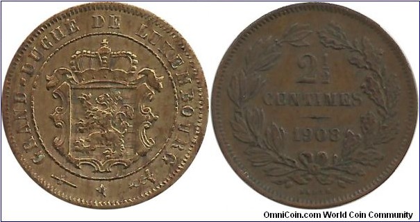 Luxembourg 2½ Centimes 1908