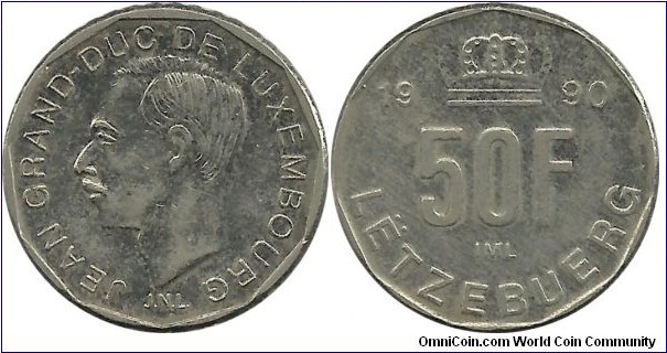 Luxembourg 50 Francs 1990 - Lëtzebuerg