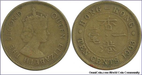 HongKong 10 Cents 1963 - security edge