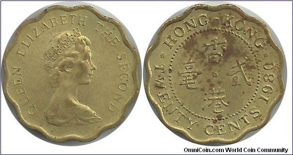 HongKong 20 Cents 1980