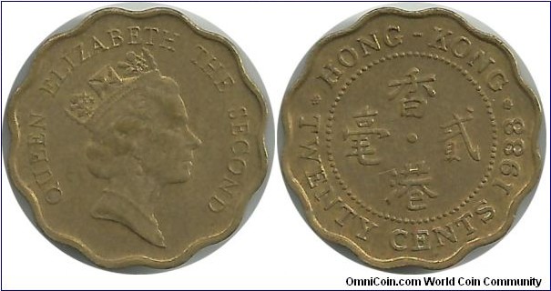 HongKong 20 Cents 1988