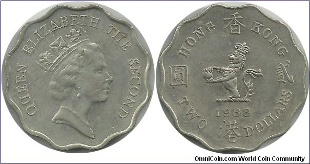 HongKong 2 Dollars 1988