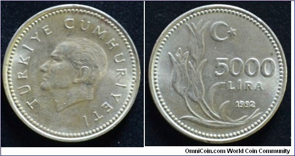 5000 Lira
Ni bronze
