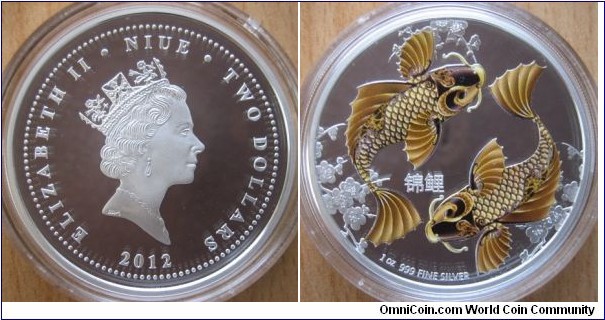2 Dollars - Feng-Shui Koï - 1 oz Ag .999 Proof - mintage 8,000