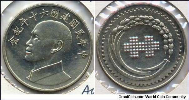 Silver Coin, Chiang Kai Shek, 60th Anniversary of Republic of China.