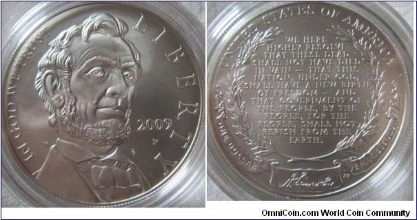 2009 silver dollar, Abraham Lincoln