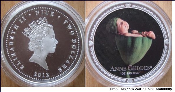 2 Dollars - Anne Geddes - Boy - 31.1 g Ag .999 Proof - mintage 3,000