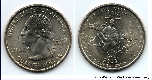Illinois State Quarter. From Collectors Alliance Commemorative Quarters Set. Philadelphia Mint