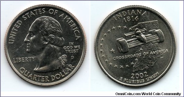 Indiana State Quarter. From Collectors Alliance Commemorative Quarters Set. Denver Mint