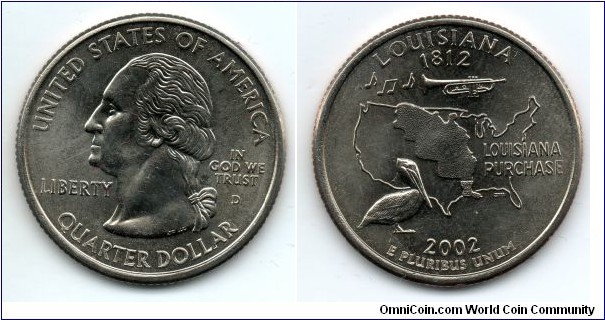 Louisiana State Quarter. From Collectors Alliance Commemorative Quarters Set. Denver Mint