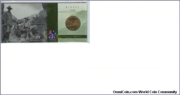 1999 $1 The Last ANZACS folder 'S' mint mark '(mobile press at the Royal Sydney Show)