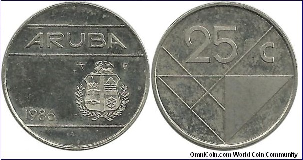 Aruba 25 Cents 1986
