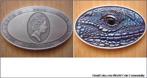 2 Dollars - Blue iguana - 1 oz 0.999 silver patinated - mintage 1,000