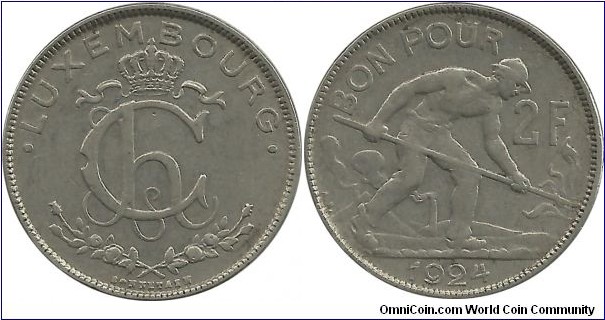 Luxembourg 2 Francs 1924