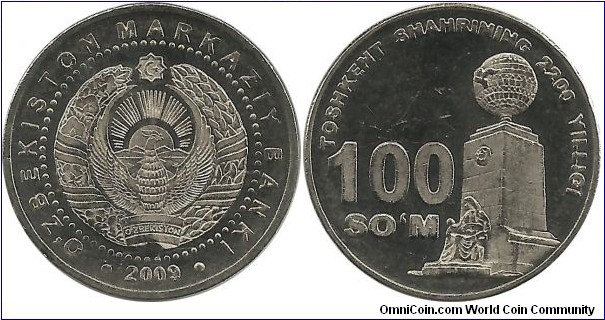 Uzbekistan 100 Som 2009-2200th Year of Tashkent City (Proof mint)