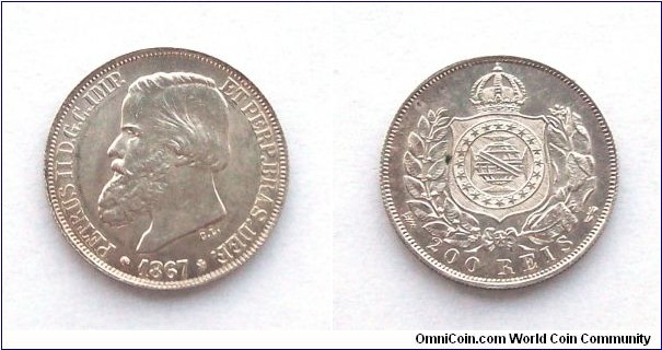 Brazil 1867 200 Reis