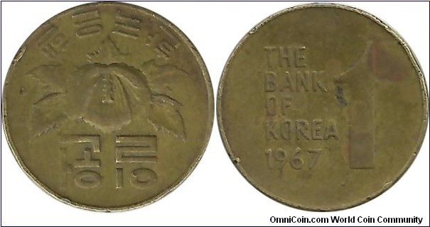 Korea-South 1 Won 1967