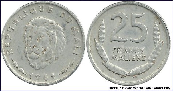 Mali 25 FrancsMaliens 1961