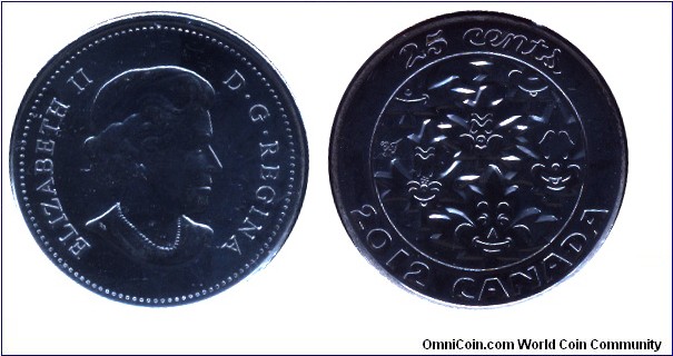 Canada, 25 cents, 2012, Queen Elizabeth II.