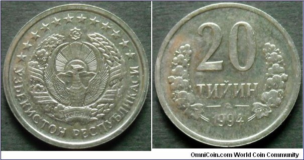 Uzbekistan 20 tiyin.
1994