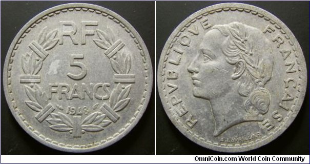 France 1948 5 francs. Weight: 3.83g. 