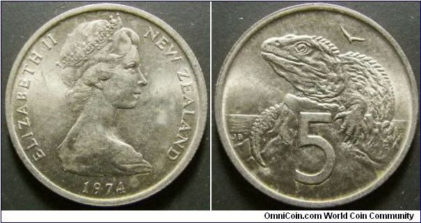 New Zealand 1974 5 cents. 