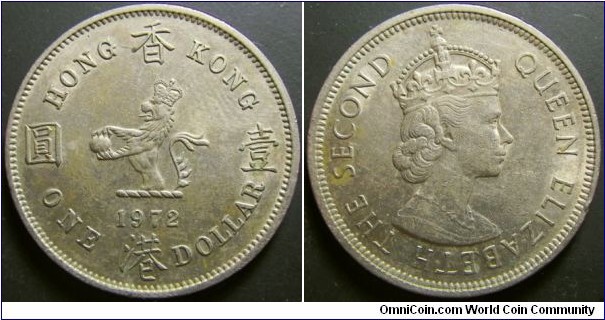 Hong Kong 1972 1 dollar. Weight: 11.78g. 