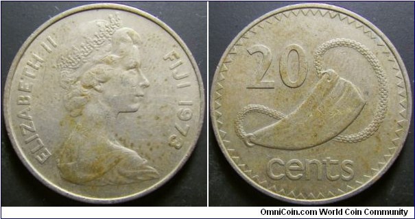 Fiji 1973 20 cents. Weight: 11.26g. 