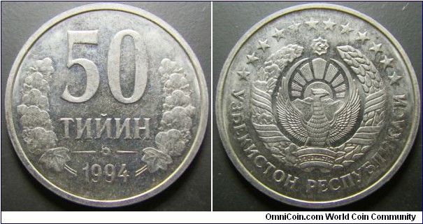 Uzbekistan 1994 50 tiyin. No dot variety. Weight: 4.79g