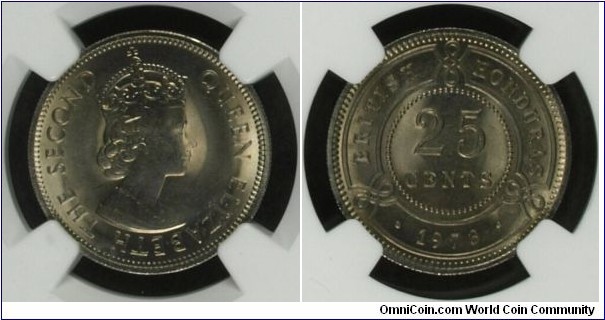 British Honduras 25 Cents 1973 KM#29 MS67