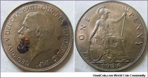 1931 EF penny, very nice lustre, however some ugly spots on obverse