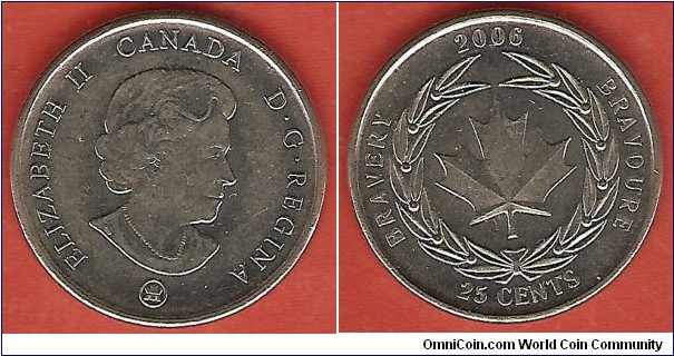 25 cents 2006, bravery. nickel-plated steel