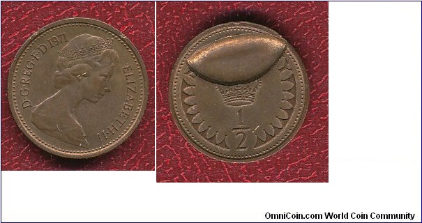 Half penny intend by smaller elliptical planchet