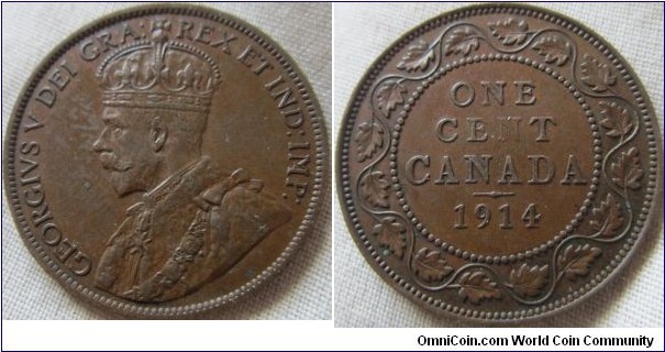 1914 EF canadian cent