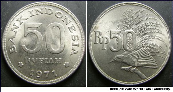 Indonesia 1971 50 rupiah. Weight: 6.09g. 