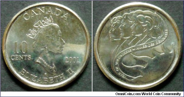 Canada 10 cents.
2001, Year of Volunteers.