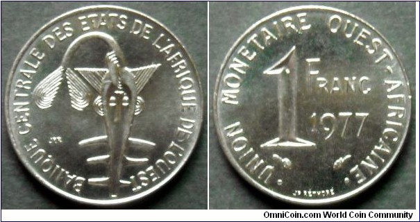 West African States 1 franc.
1977
