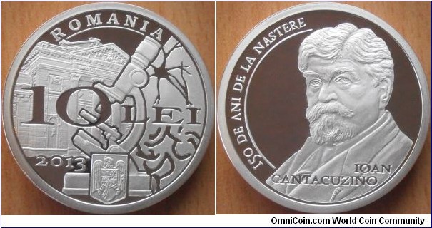 10 Lei - 150 years of the birth of Ioan Cantacuzino - 31.1 g 0.999 silver Proof - mintage 500 pcs only