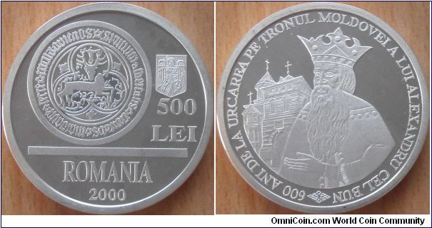 500 Lei - Alexandru Cel Bun - 27 g 0.925 silver Proof - mintage 1,000
