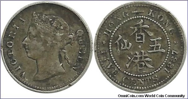 HongKong 5 Cents 1887