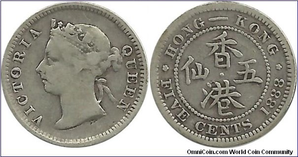 HongKong 5 Cents 1888
