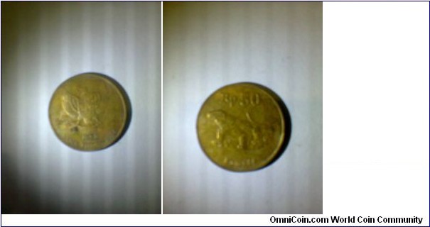 coin 50 rupiahs, Komodo,bronze 