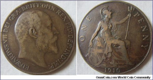 1910 penny aVF