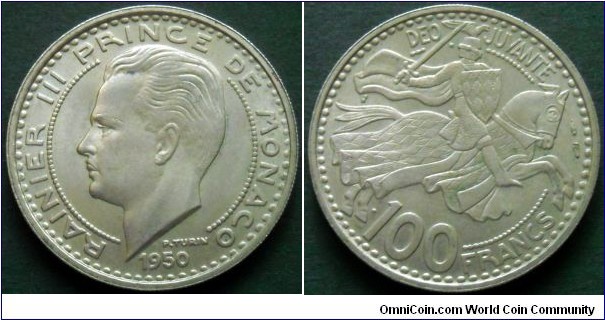 Monaco 100 francs.
1950