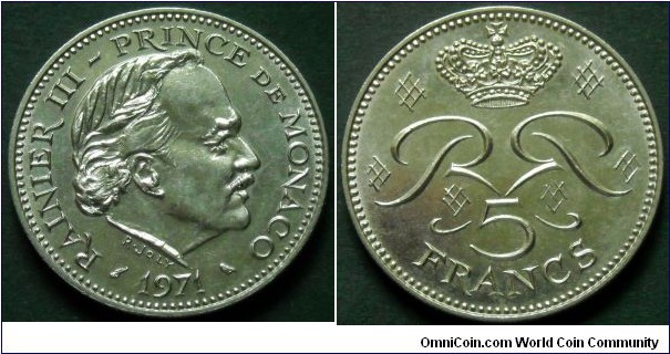 Monaco 5 francs.
1971