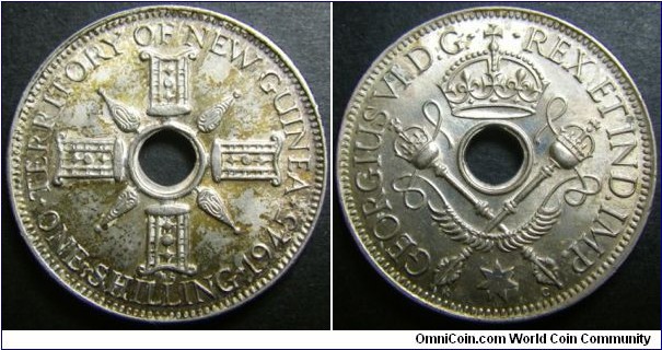 New Guinea 1945 1 shilling. Nice condition. Weight: 5.43g